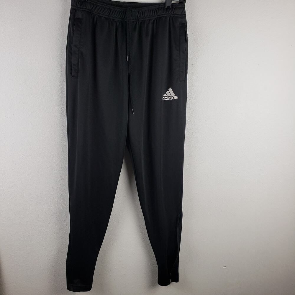 Adidas Women's M Classic Black Joggers Climalite Athletic Pants Zip Ankle Warmup